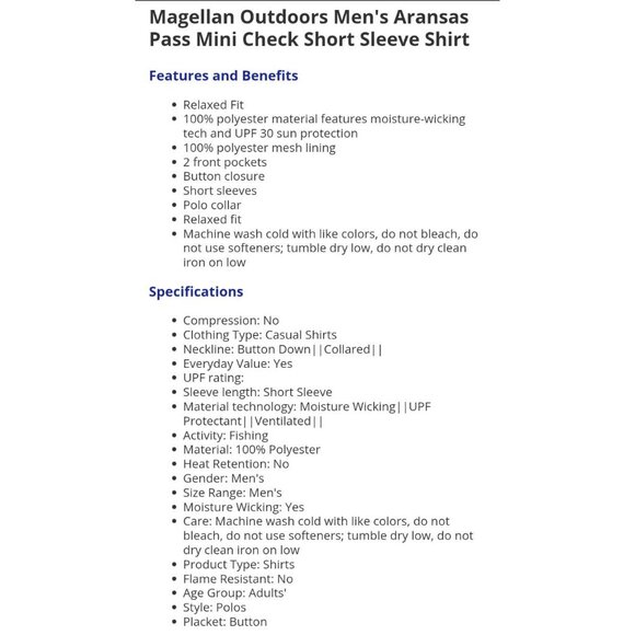 Magellan Outdoors Men's Aransas Pass Mini Check Short Sleeve Shirt - 2XL - Picture 10 of 11